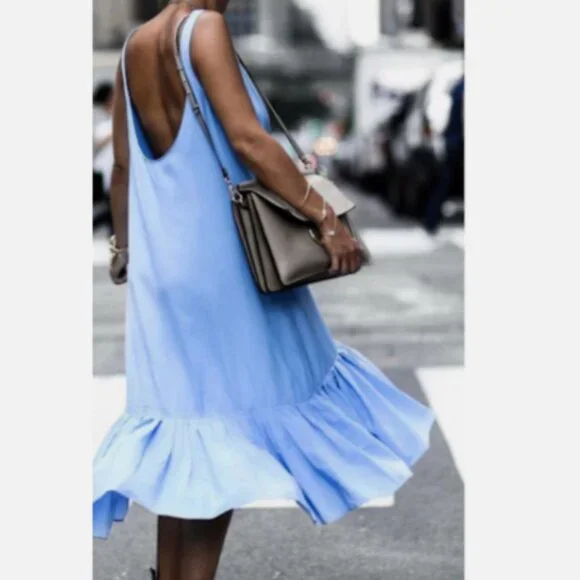 ZARA Oversized Ruffle Hem Midi Dress - Size M - Picture 10 of 11